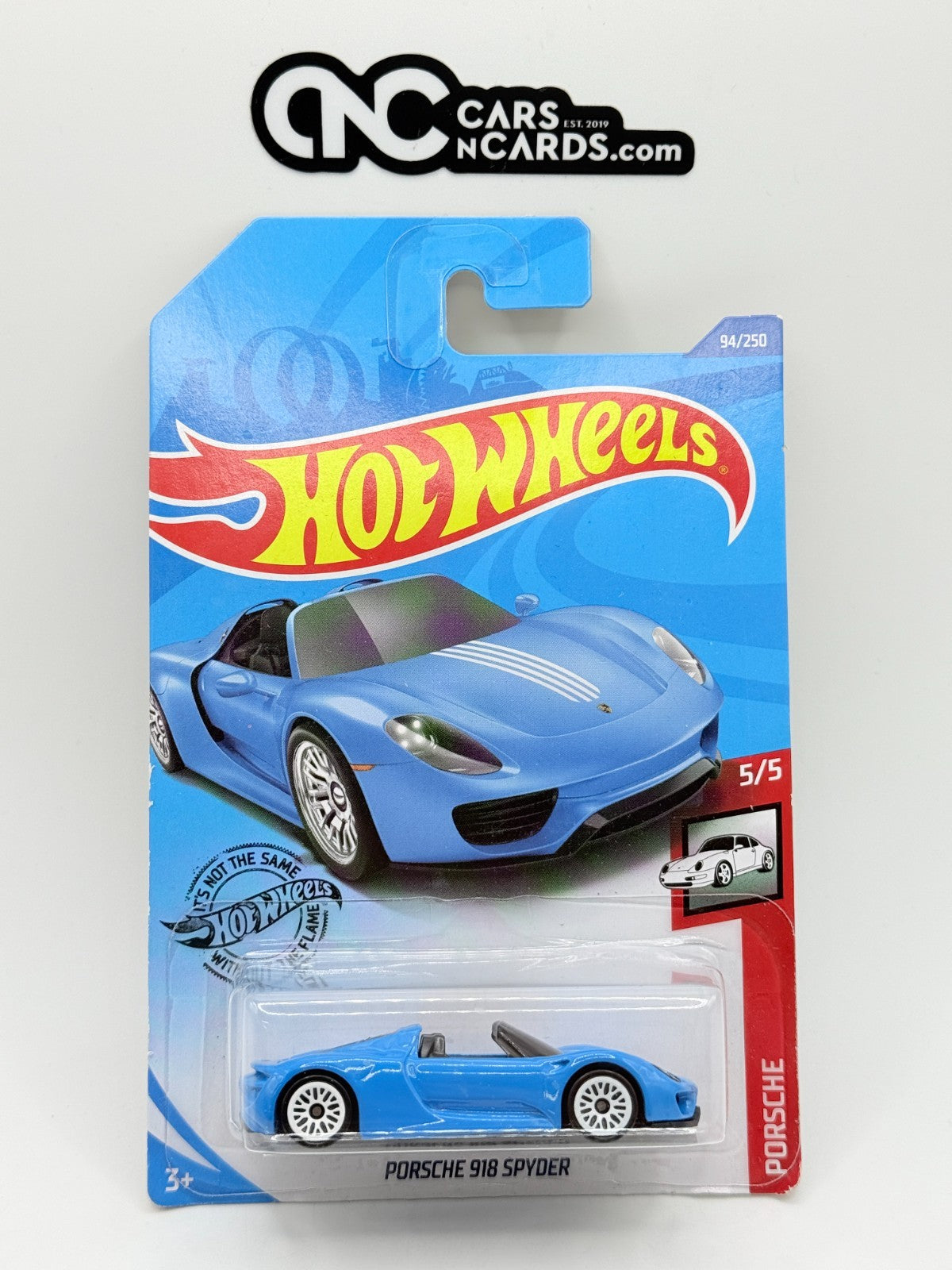 2018 Hot Wheels Porsche 5/5 Porsche 918 Spyder Blue (Soft Corners)