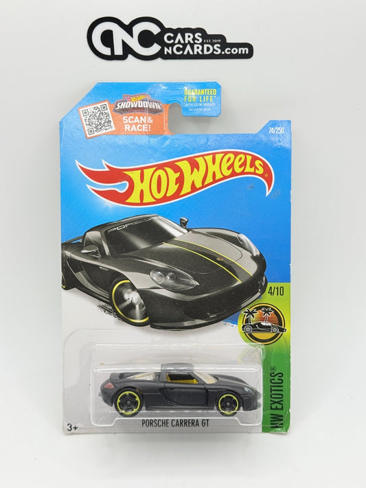 2016 Hot Wheels HW Exotics 4/10 Porsche Carrera GT Black (Card Damage)