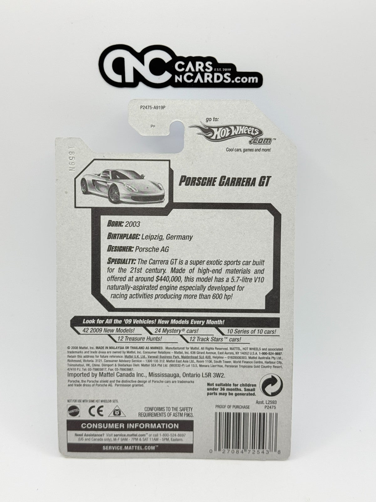 2009 Hot Wheels Dream Garage '09 Porsche Carrera GT Yellow