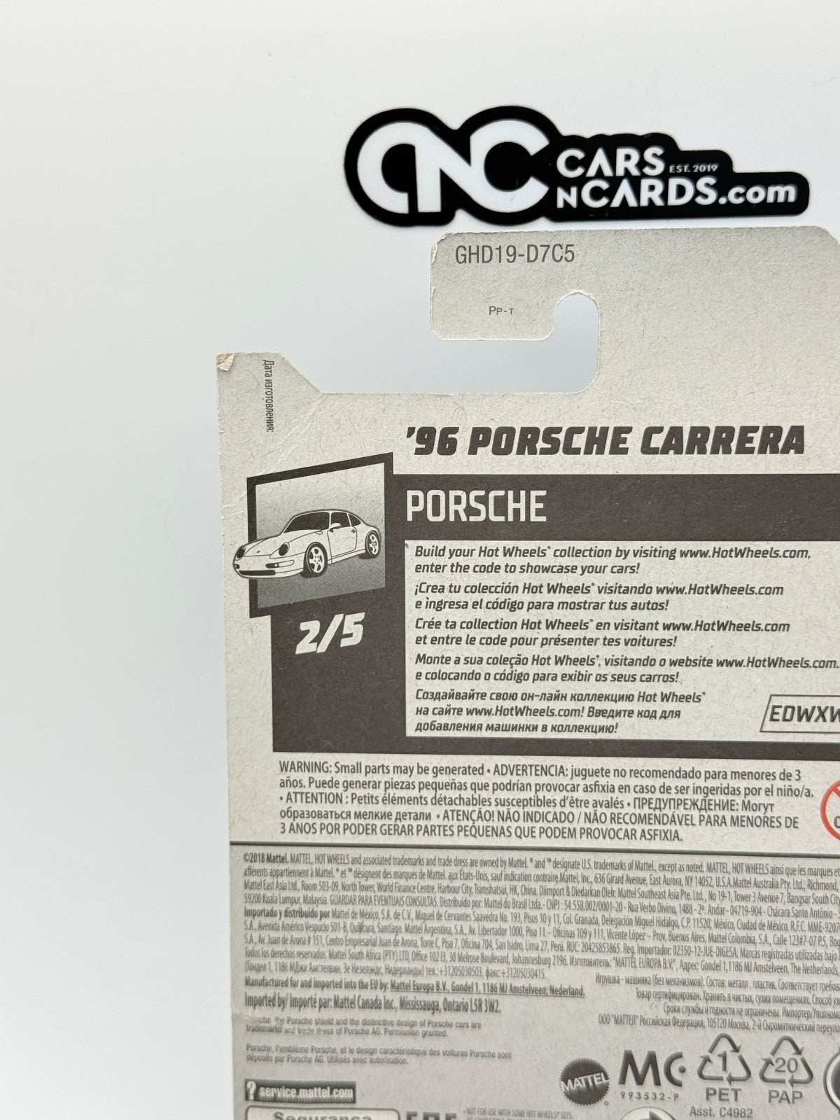 2020 Hot Wheels Porsche 2/5 '96 Porsche Carrera Black (Card Crease)