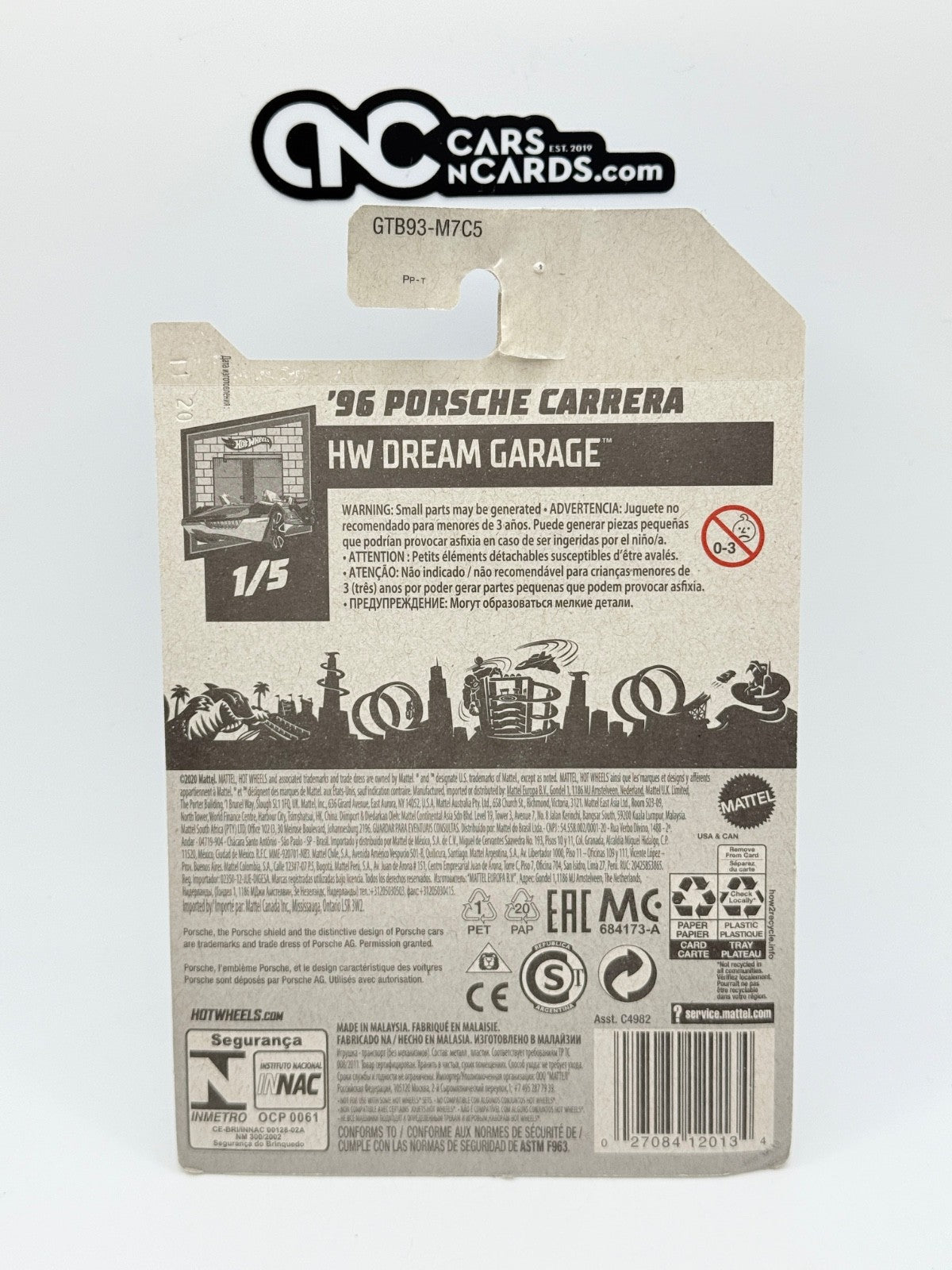 2021 Hot Wheels HW Dream Garage 1/5 '96 Porsche Carrera Green (Card Damage)