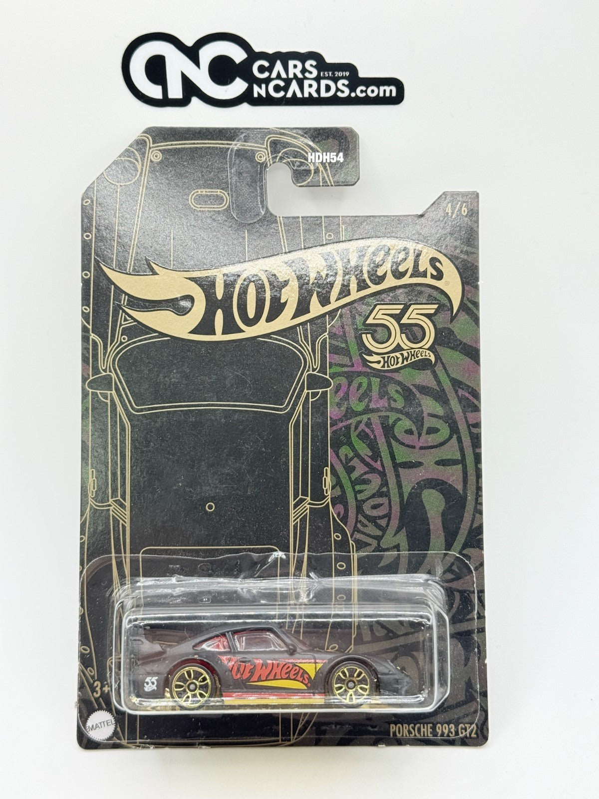 2023 Hot Wheels 55th Anniversary 4/6 Porsche 993 GT2 Black and Gold