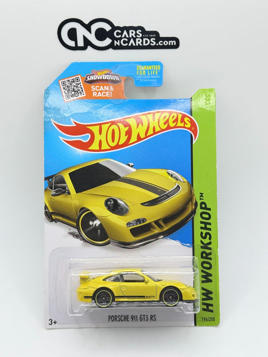2015 Hot Wheels HW Workshop Porsche 911 GT3 RS Yellow (Bent Corner)