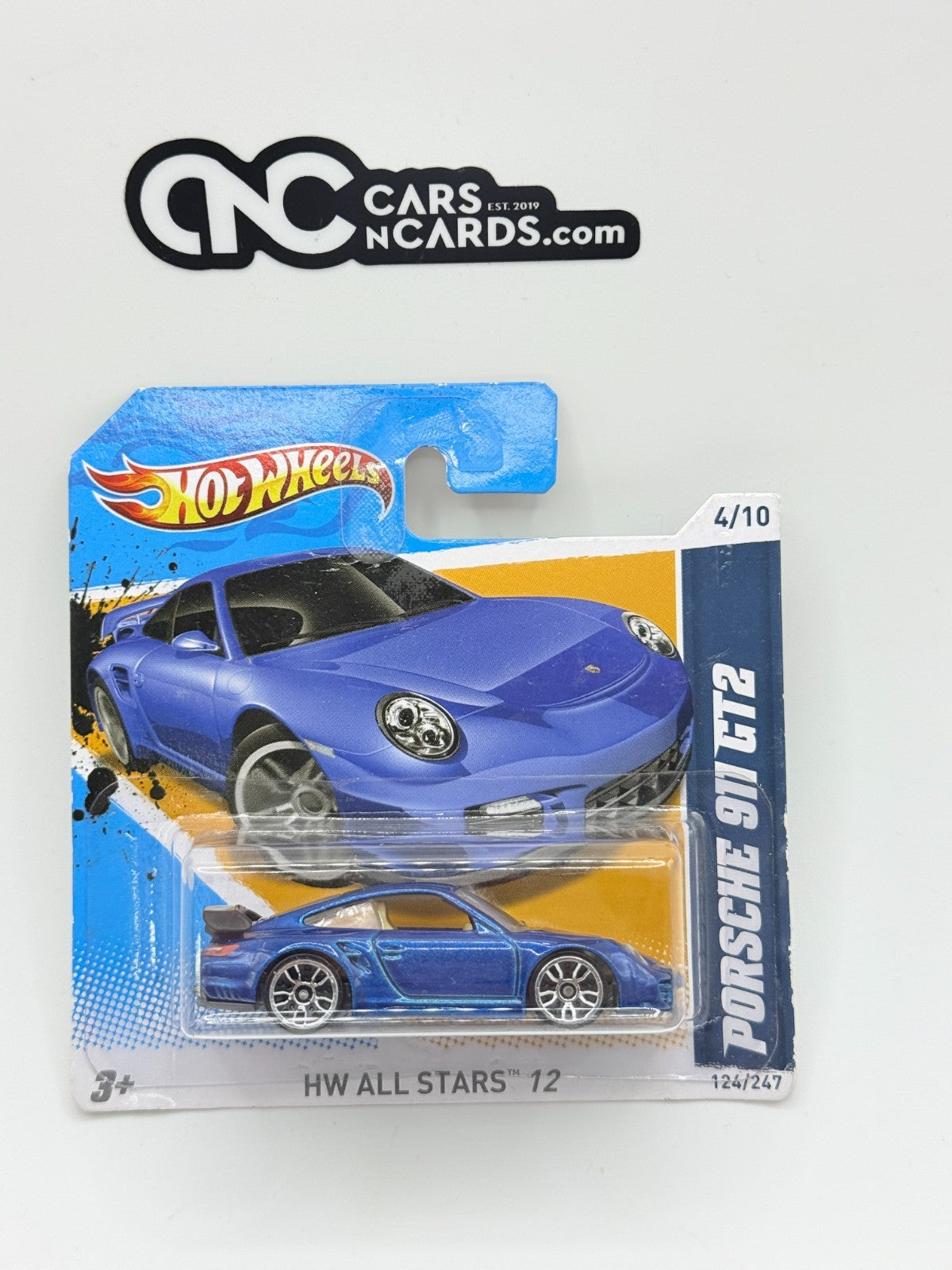 2012 Hot Wheels HW City Porsche 911 GT2 Blue Short Card (Soft Corners)