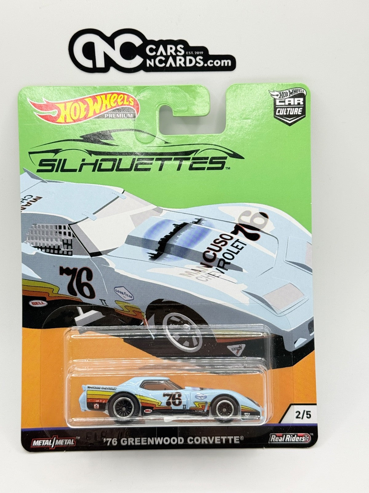 2019 Hot Wheels Premium Car Culture Silhouettes 2/5 '76 Greenwood Corvette