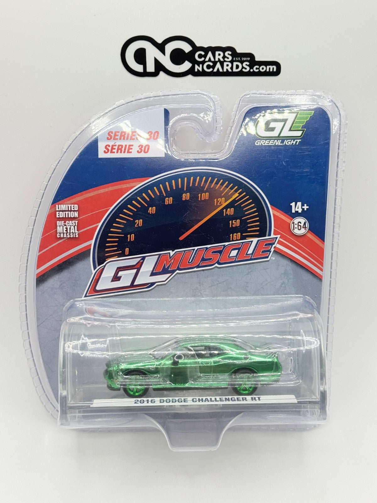 Greenlight 1:64 GL Muscle Series 30 2016 Dodge Challenger RT Chase Chrome Green