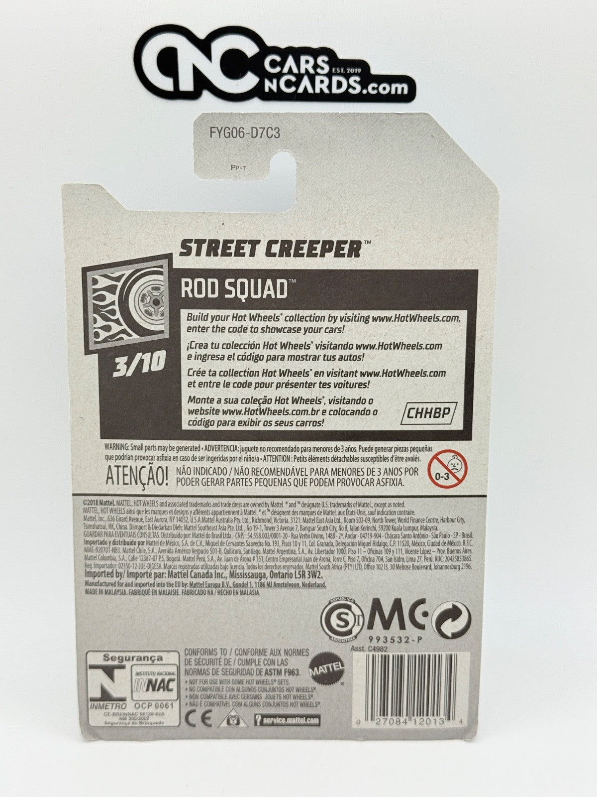 2019 Hot Wheels Rod Squad 3/10 Street Creeper Super Treasure Hunt With Protector