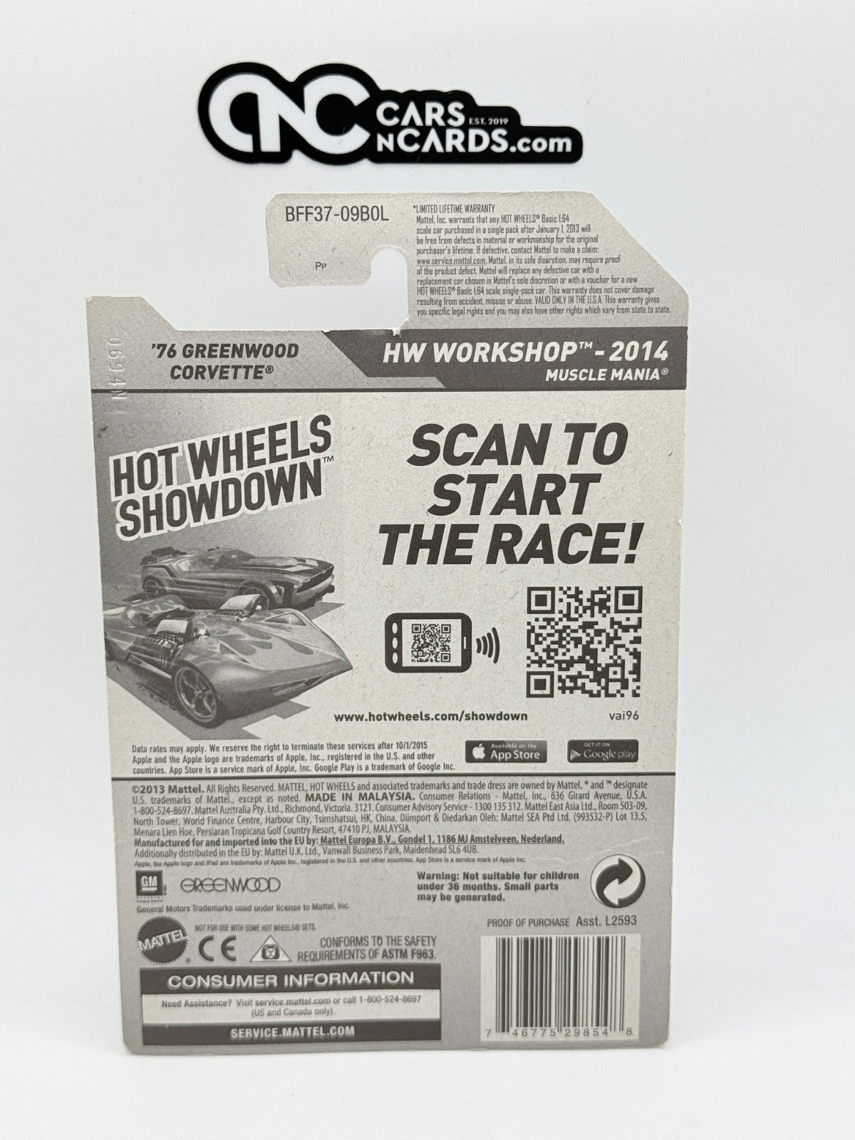 2014 Hot Wheels Super Treasure Hunt '76 Greenwood Corvette With Protector
