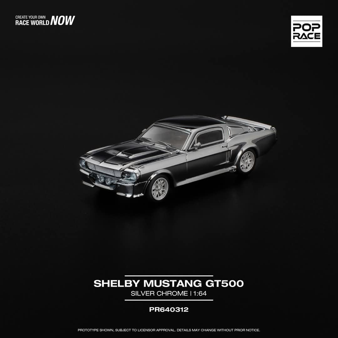POPRACE 1:64 SHELBY MUSTANG GT500 - SILVER CHROME PR640312