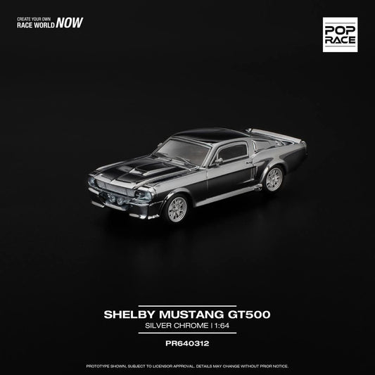 POPRACE 1:64 SHELBY MUSTANG GT500 - SILVER CHROME PR640312