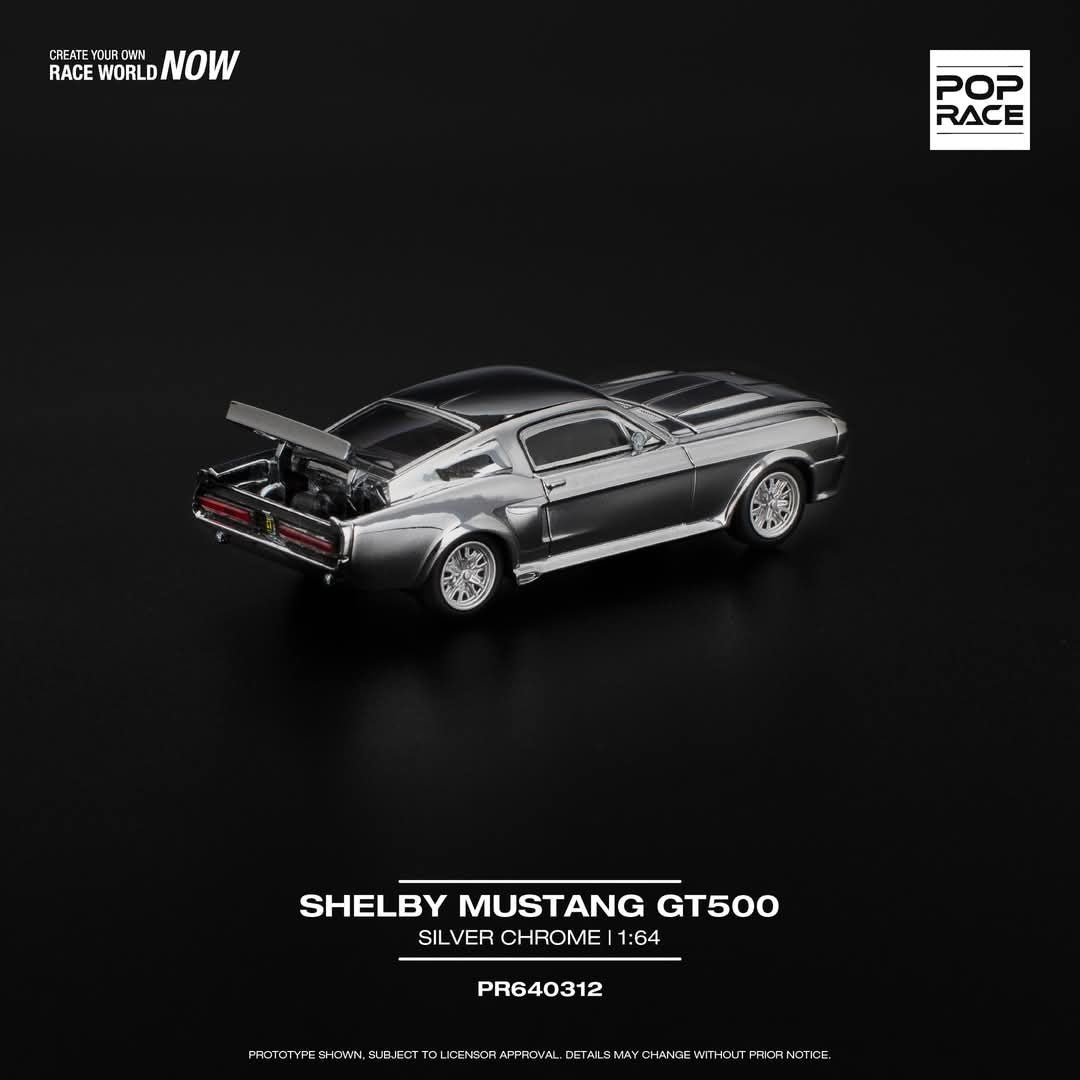 POPRACE 1:64 SHELBY MUSTANG GT500 - SILVER CHROME PR640312