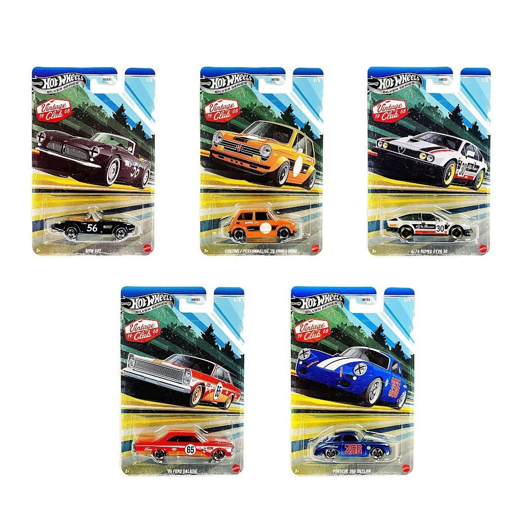 2026 Hot Wheels Silver Series Vintage Club Racing Factory Sealed Case of 10 Cars HRT81-956J