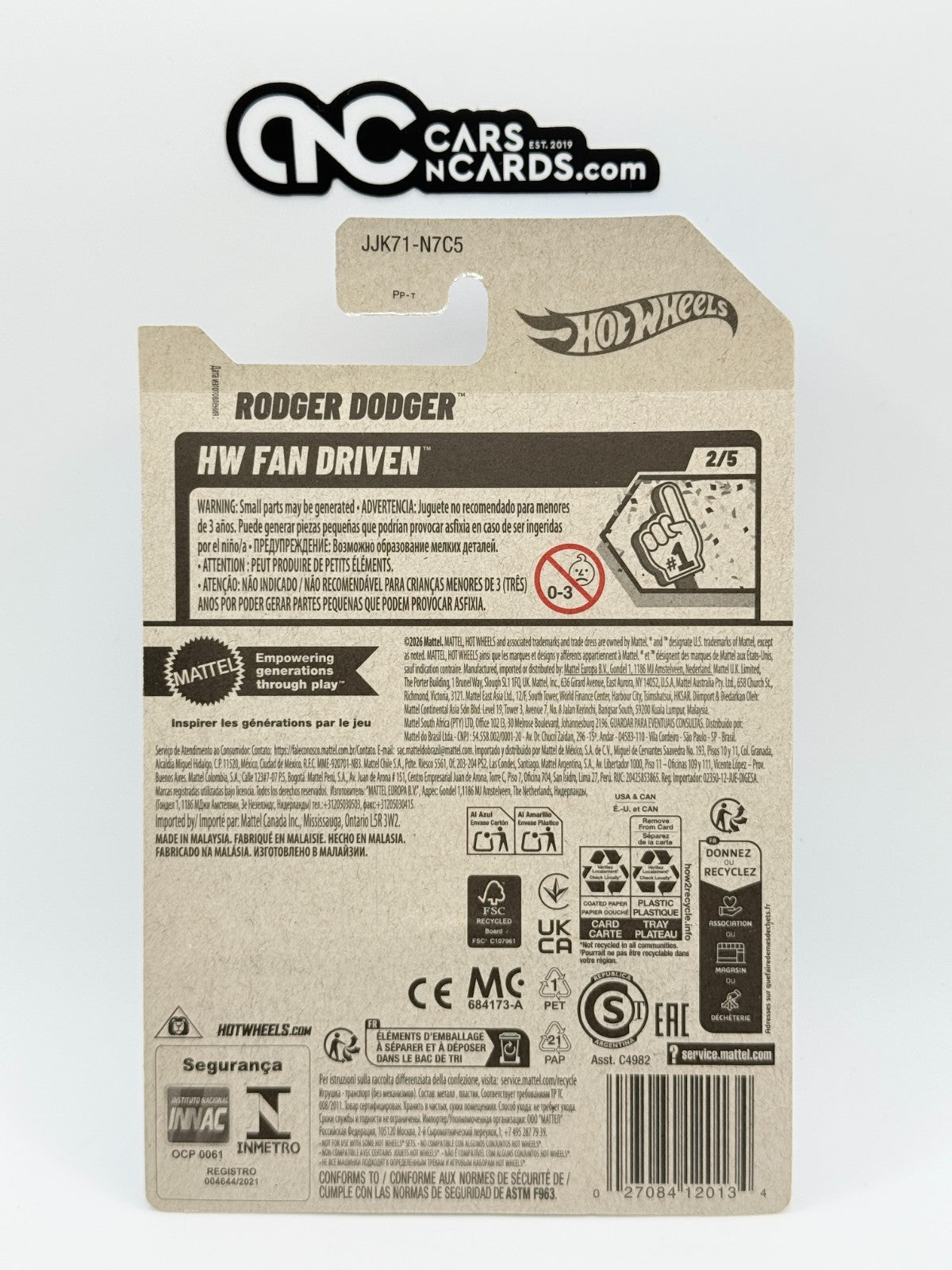 2026 Hot Wheels HW Fan Driven 2/5 Rodger Dodger Black (Soft Corners)