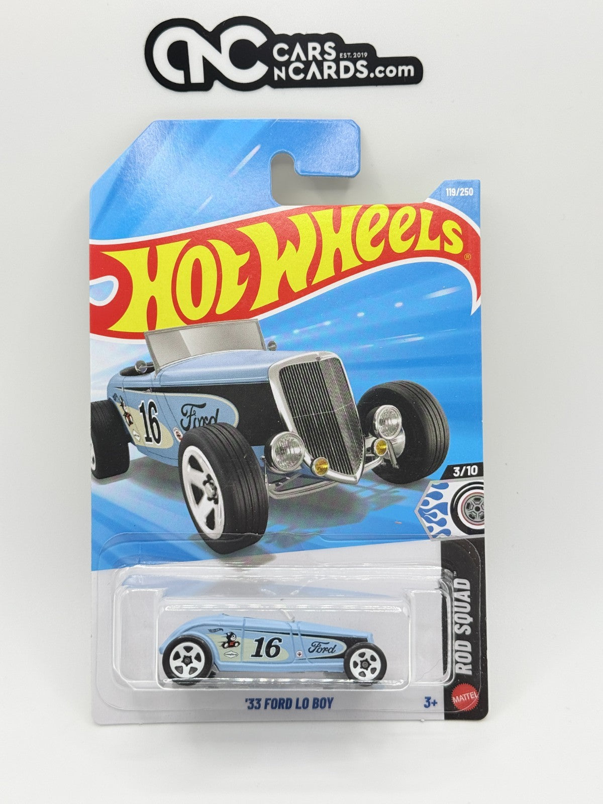 2026 Hot Wheels Rod Squad 3/10 '33 Ford Lo Boy Blue (Soft Corners)