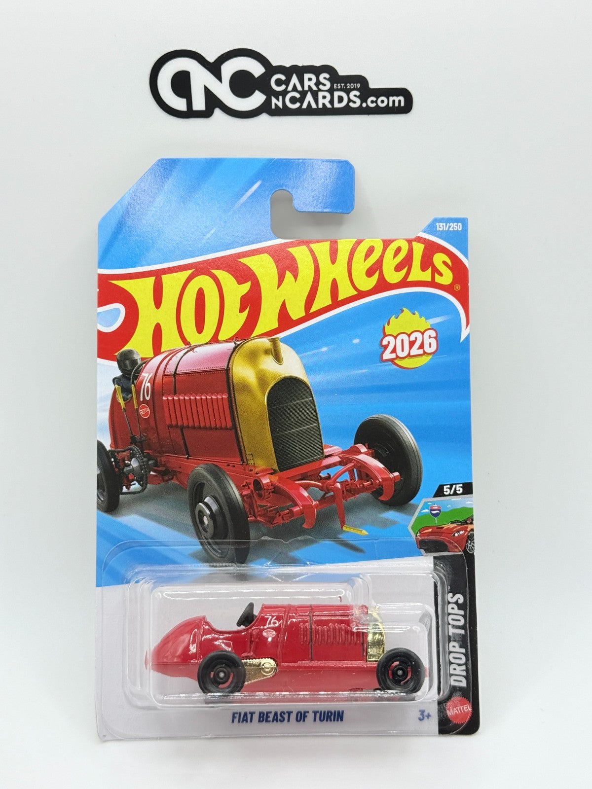 2026 Hot Wheels Drop Tops 5/5 Fiat Beast of Turin Red (Soft Corners)