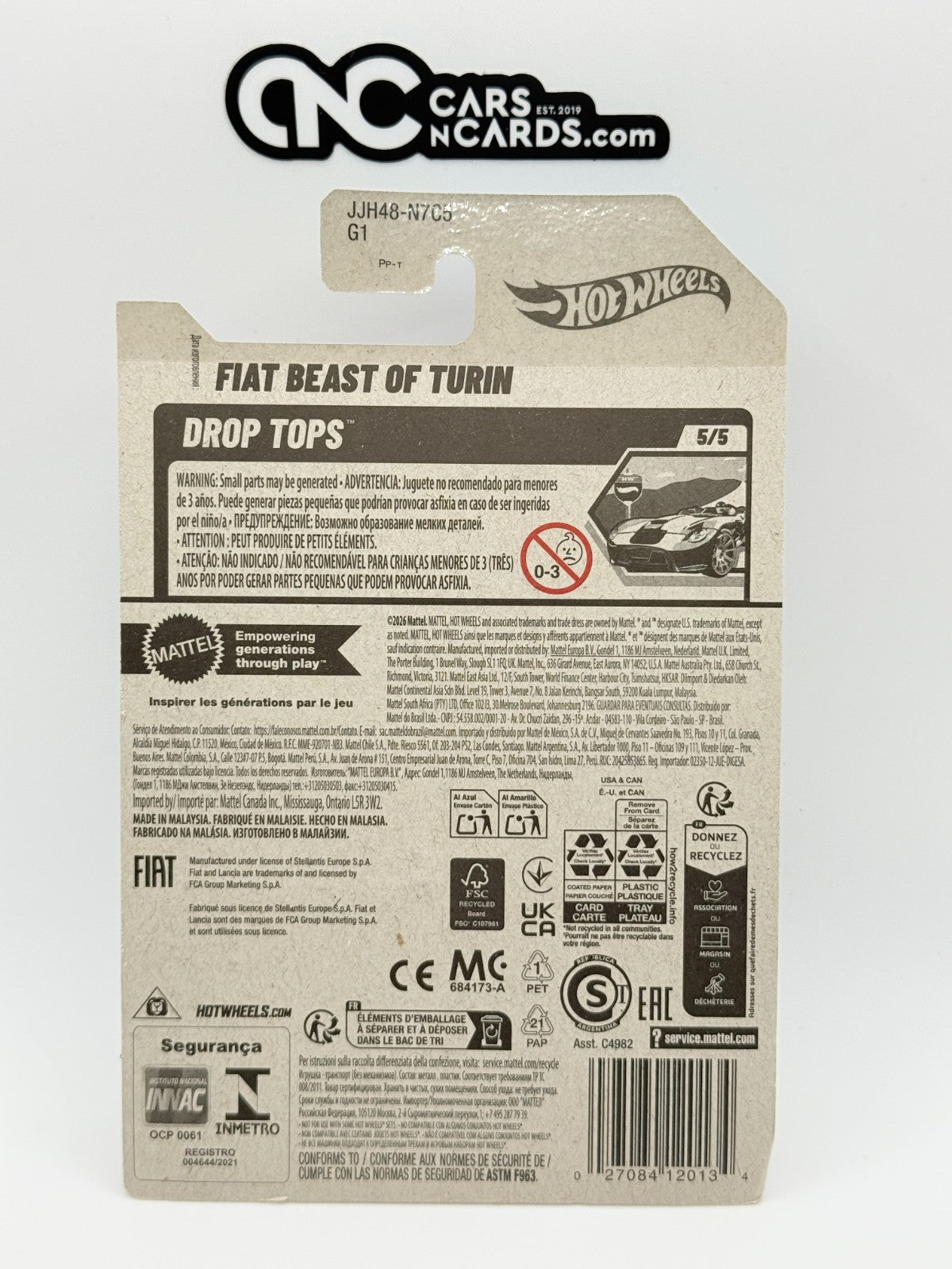 2026 Hot Wheels Drop Tops 5/5 Fiat Beast of Turin Red (Soft Corners)