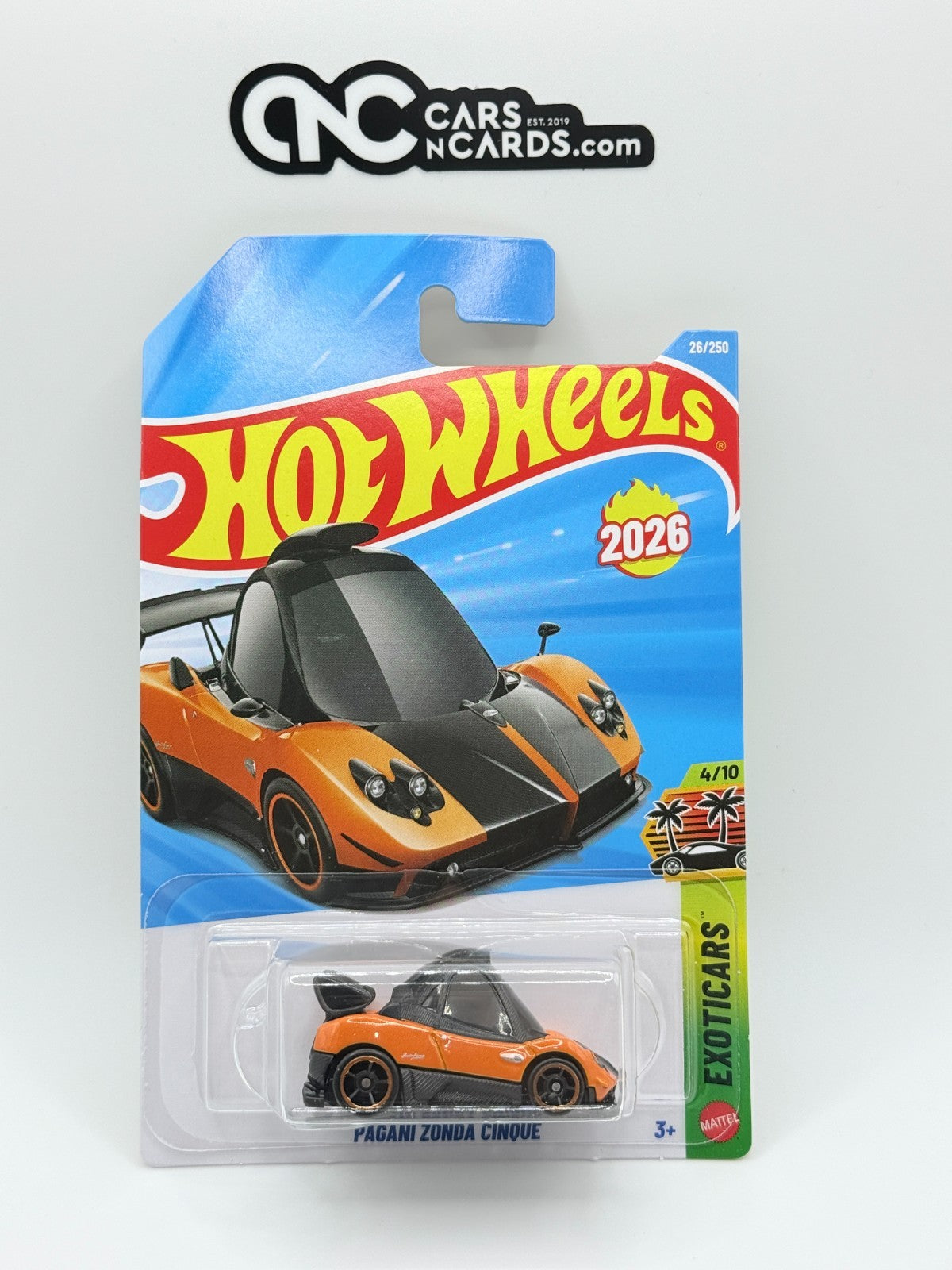 2026 Hot Wheels Exoticars 4/10 Pagani Zonda Cinque Orange Tooned (Soft Corners)