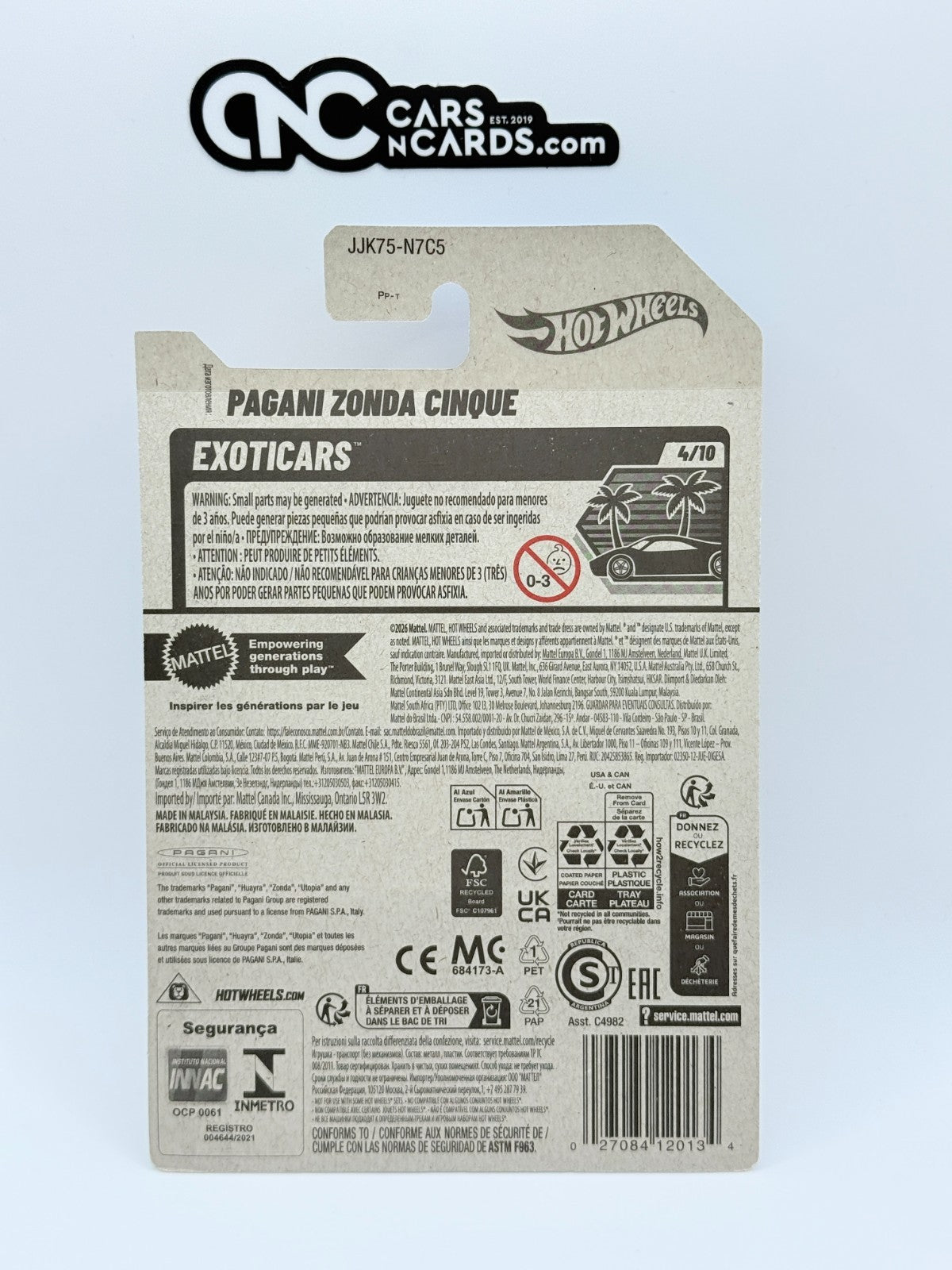 2026 Hot Wheels Exoticars 4/10 Pagani Zonda Cinque Orange Tooned (Soft Corners)