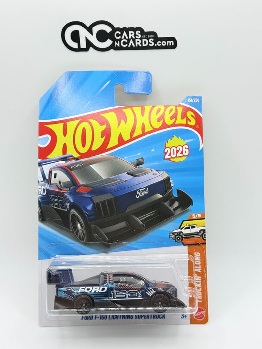 2026 Hot Wheels Truckin' Along 5/5 Ford F-150 Lightning Supertruck Blue