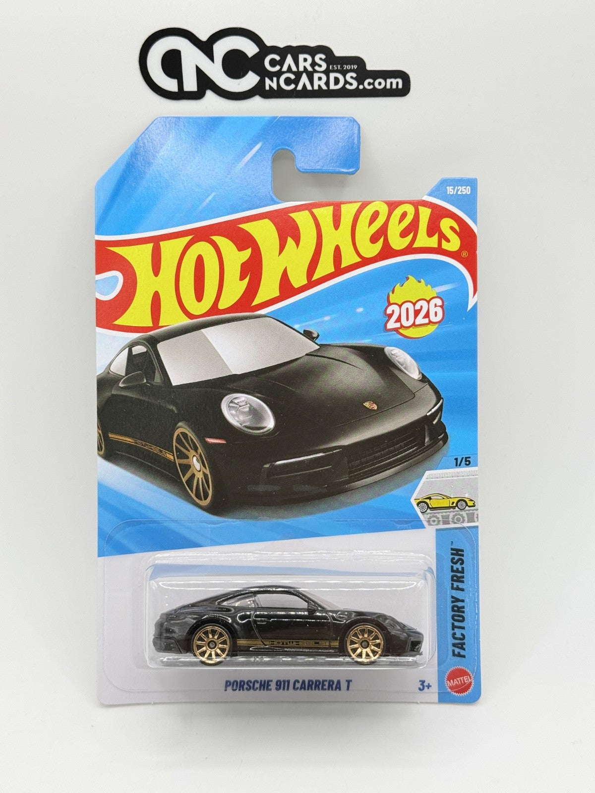 2026 Hot Wheels Factory Fresh 1/5 Porsche 911 Carrera T Black (Soft Corners)
