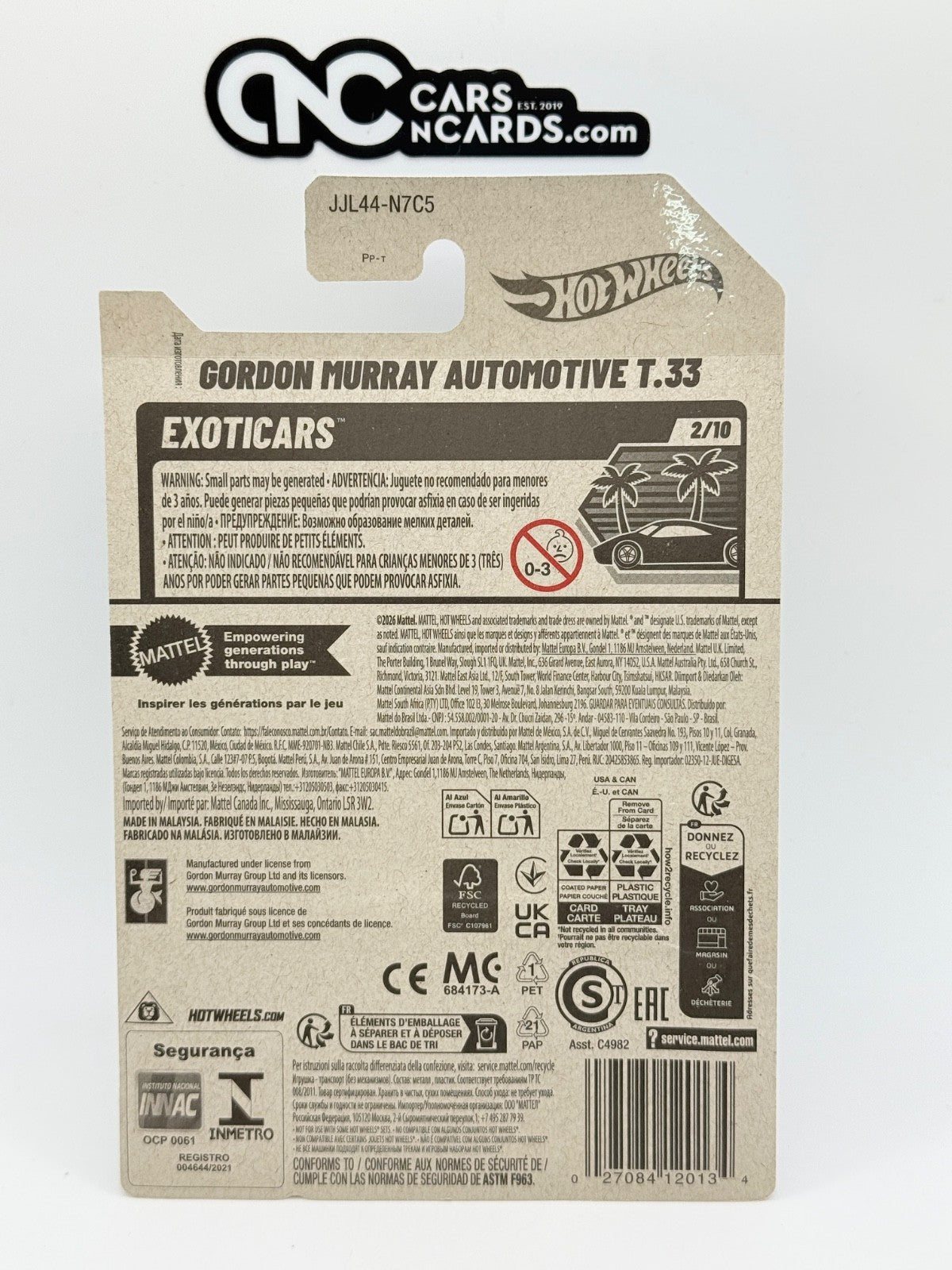 2026 Hot Wheels Exoticars 2/10 Gordon Murray Automotive T.33 Green