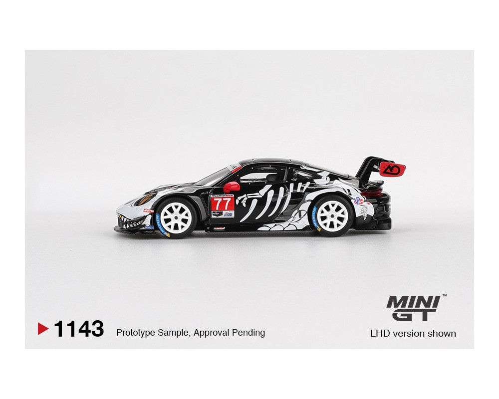Mini GT Porsche 911 GT3 R #77 AO Racing 2025 IMSA Petit Le Mans Skeleton Rexy