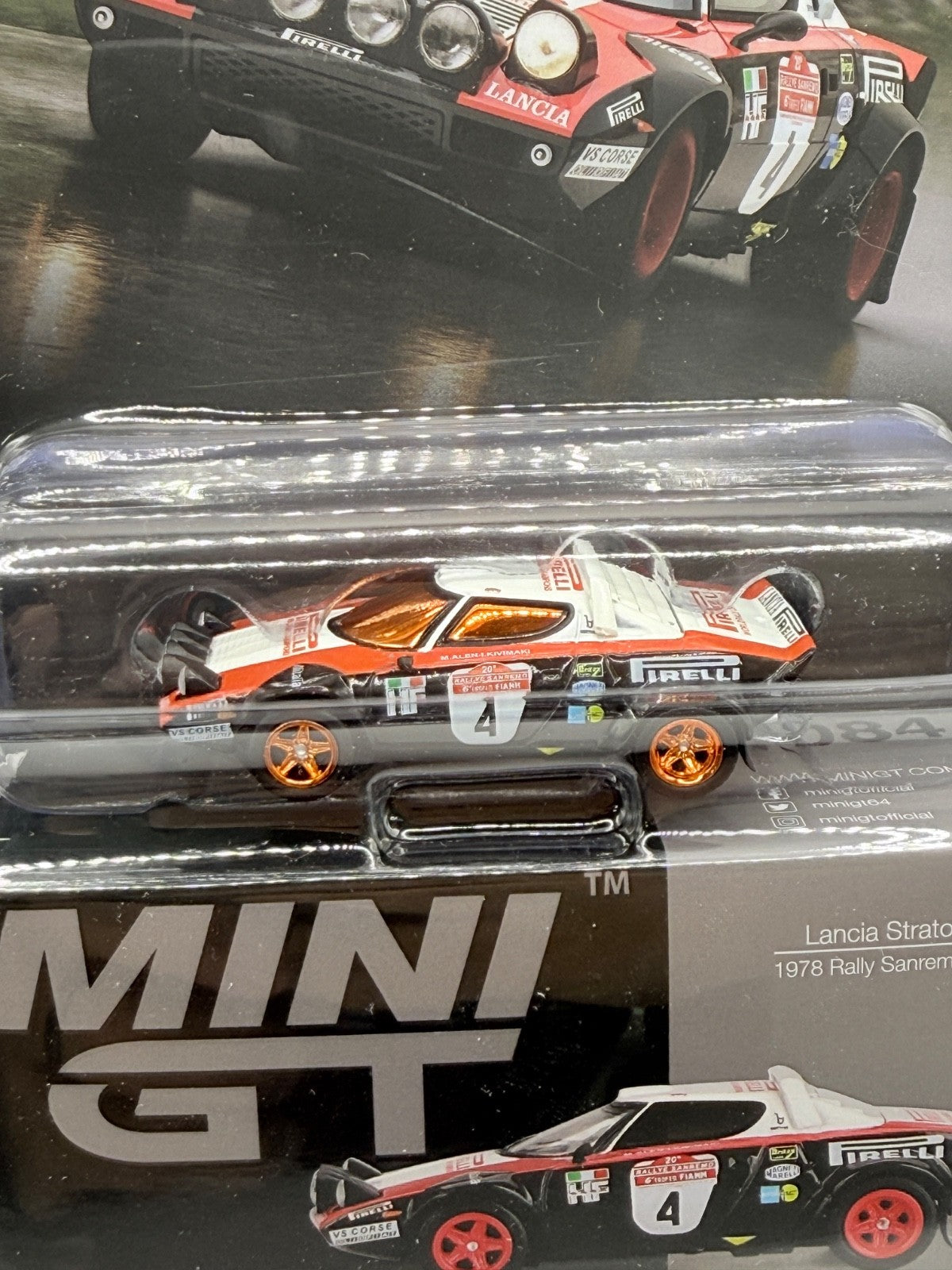 Mini GT 1:64 Lancia Stratos HF #4 1978 Rally Sanremo Winner MGT01084-BL CHASE