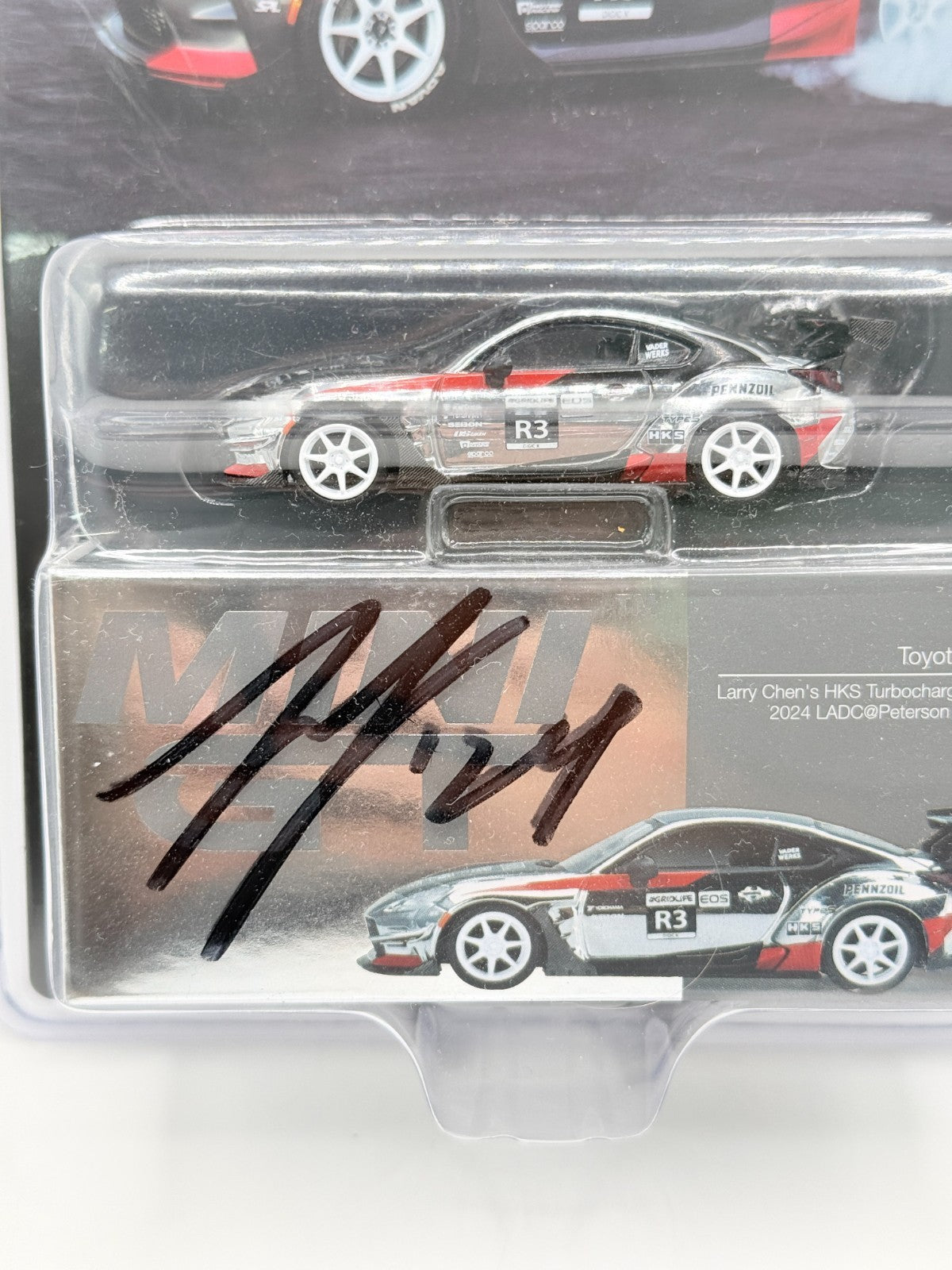 Mini GT 1:64 Toyota GR86 HKS 2024 LADC Peterson #821 SIGNED Larry Chen Glen Chou