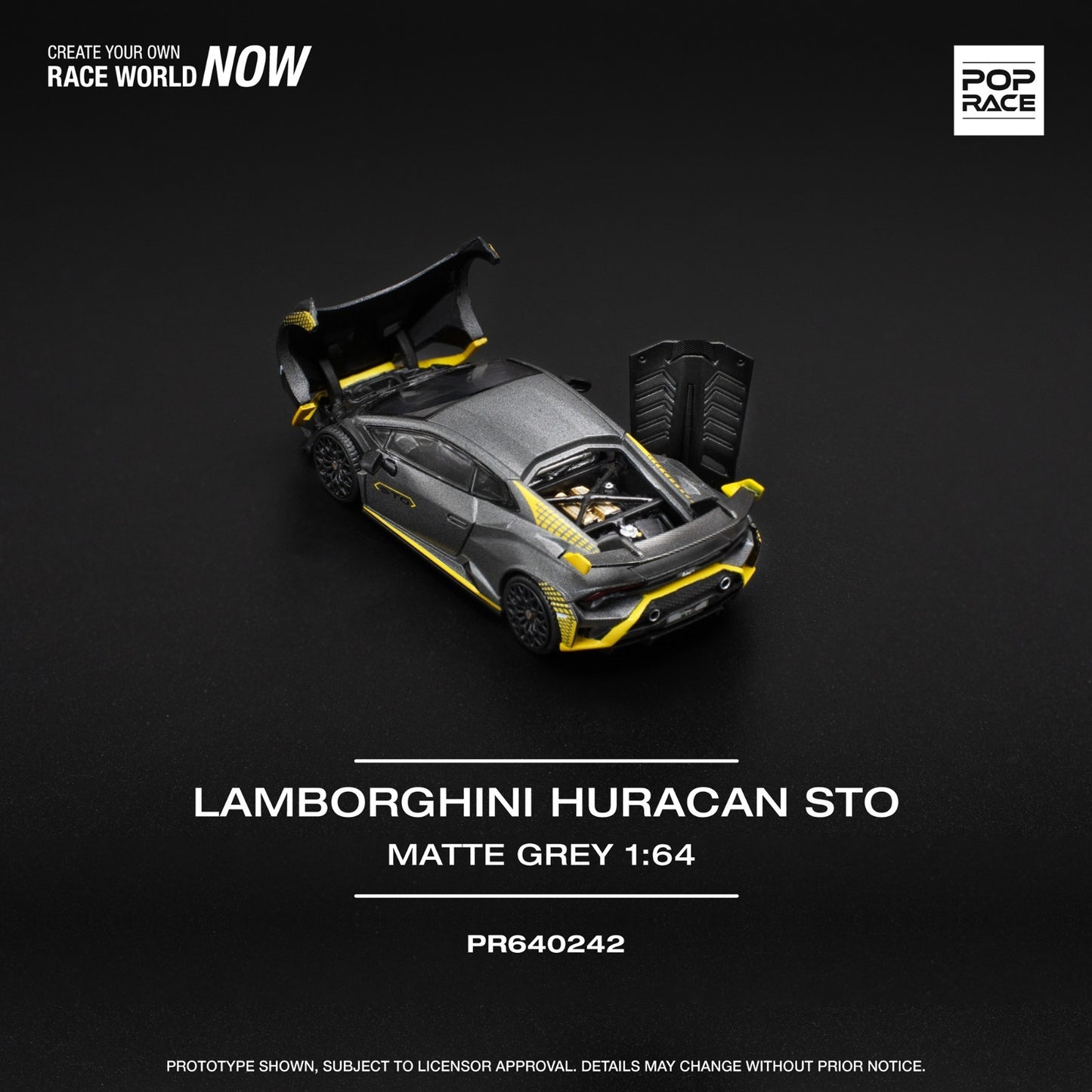 POPRACE 1:64 LAMBORGHINI HURACAN STO MATTE GREY PR640242