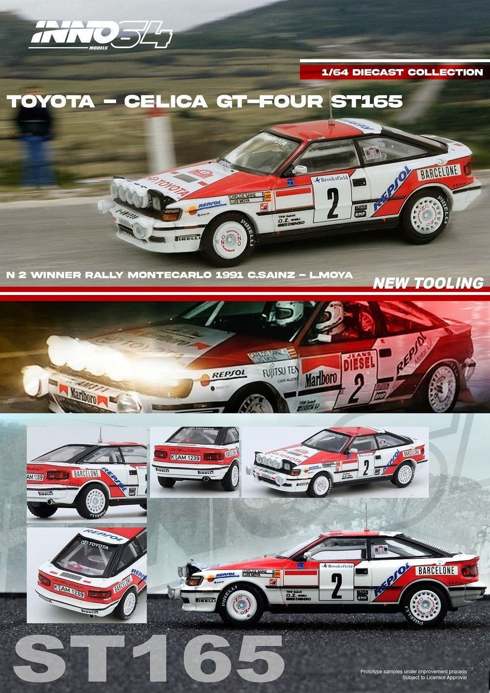 INNO64 1:64 TOYOTA CELICA GT-FOUR (ST165) Winner Rally Monte Carlo 1991 C. Sainz