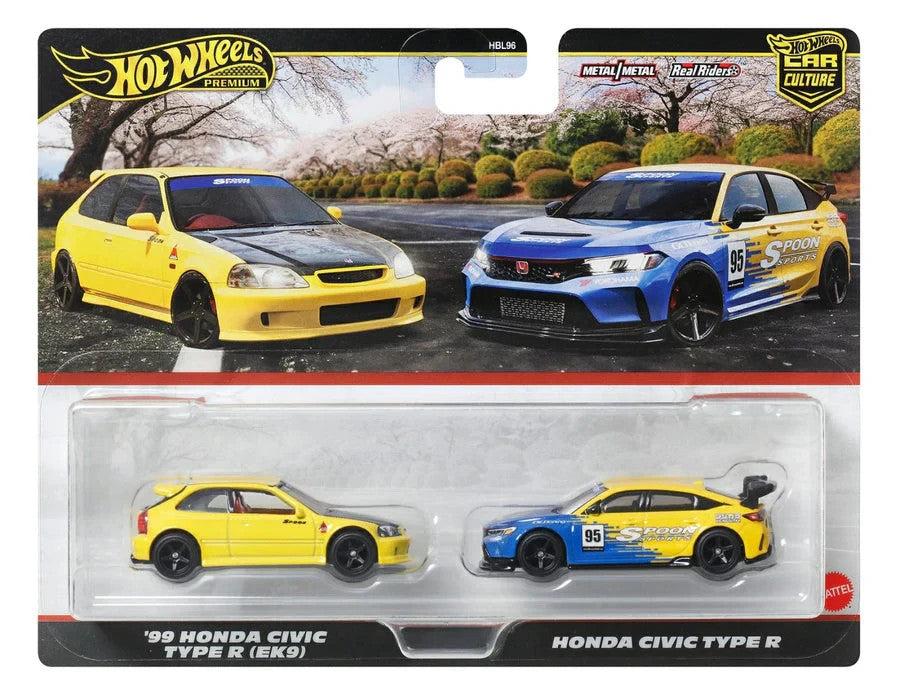 2025 Hot Wheels Premium Car Culture 2 Pack '99 Honda Civic Type R (EK9) & Type R