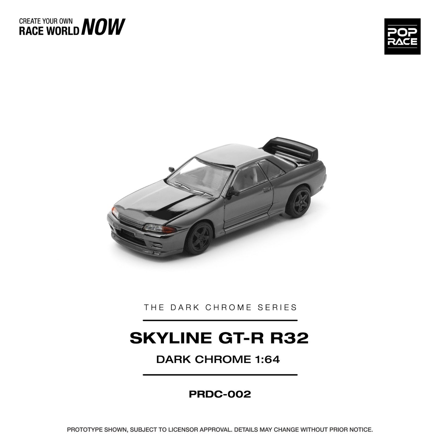 POPRACE 1:64 R32 GT-R DARK CHROME PRDC002