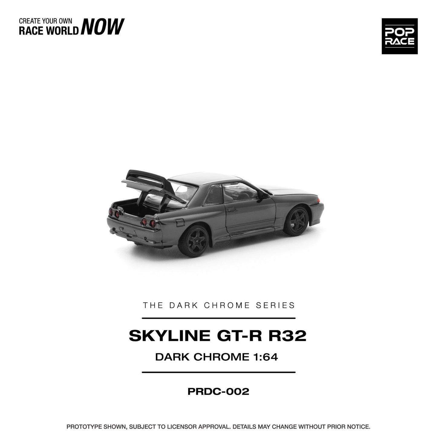 POPRACE 1:64 R32 GT-R DARK CHROME PRDC002