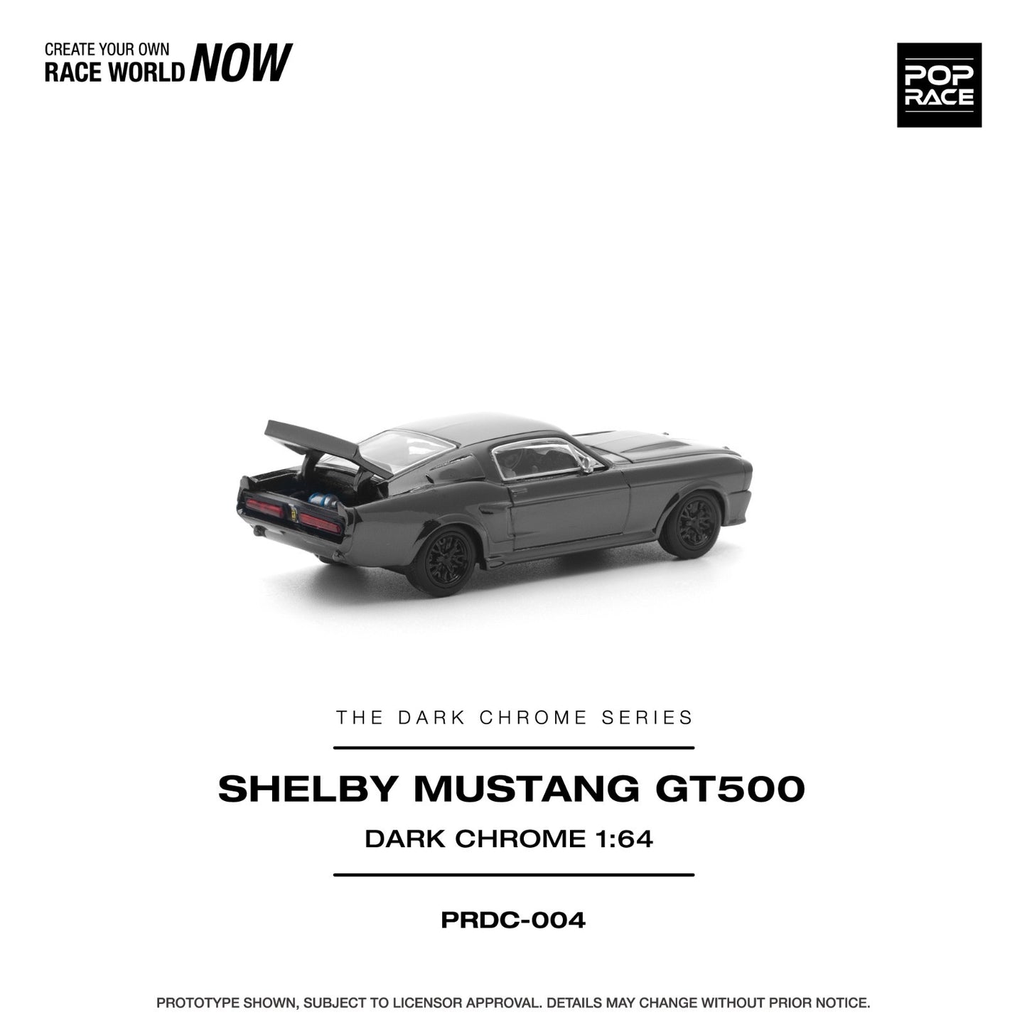 POPRACE 1:64 SHELBY MUSTANG GT500 DARK CHROME PRDC004