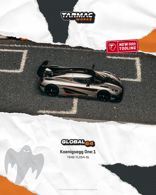 TARMAC WORKS GLOBAL64 1:64 Koenigsegg One:1 Silver T64G-TL054-SL