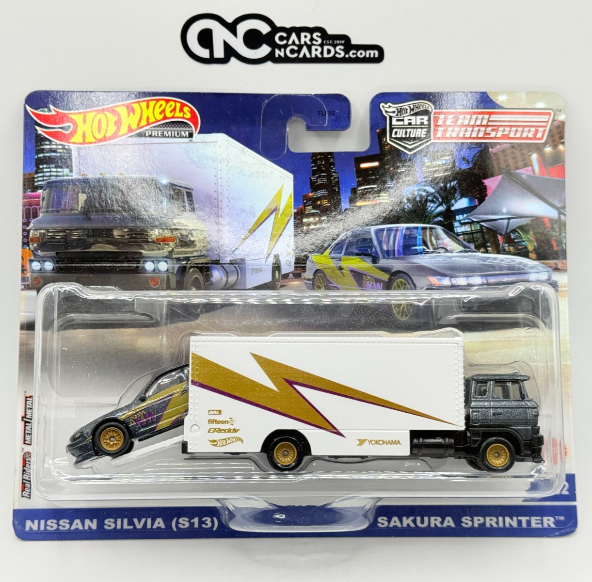 2023 Hot Wheels Premium Team Transport #52 Nissan Silvia (S13) (Card Damage)