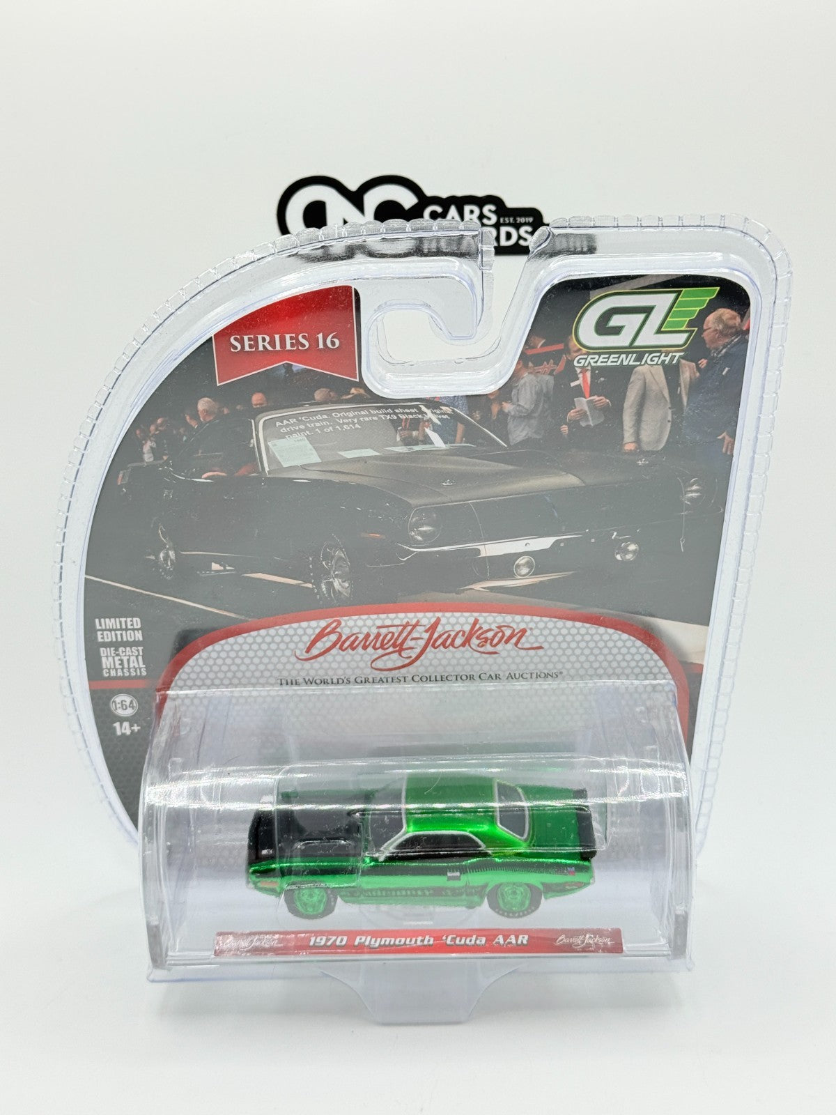 Greenlight Series 16 Barrett Jackson 1970 Plymouth 'Cuda AAR Green Machine Chase