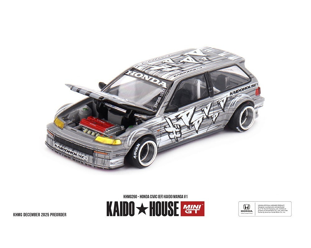 Kaido House x Mini GT Honda Civic (EF) Kaido Manga V1 – Silver Sealed