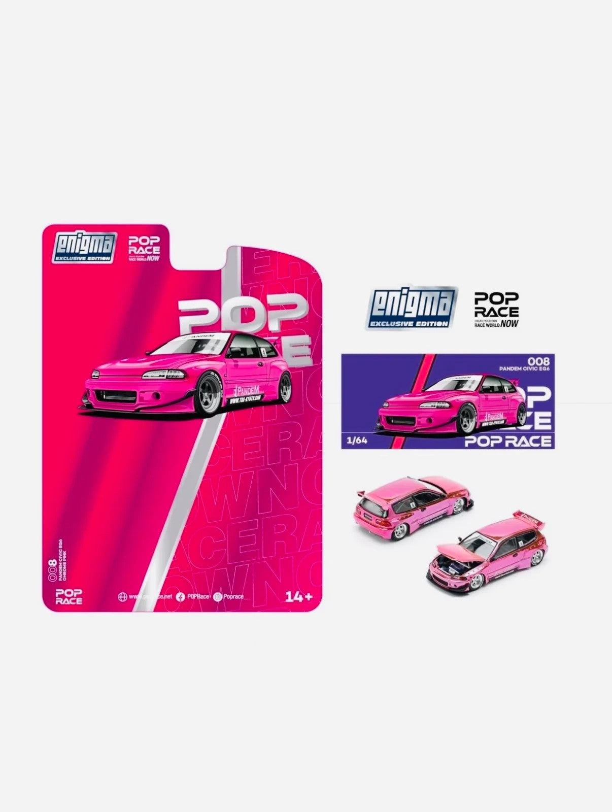 POPRACE Pandem Civic EG6 Mooneyes Enigma Exclusive 008 Blister PINK CHASE