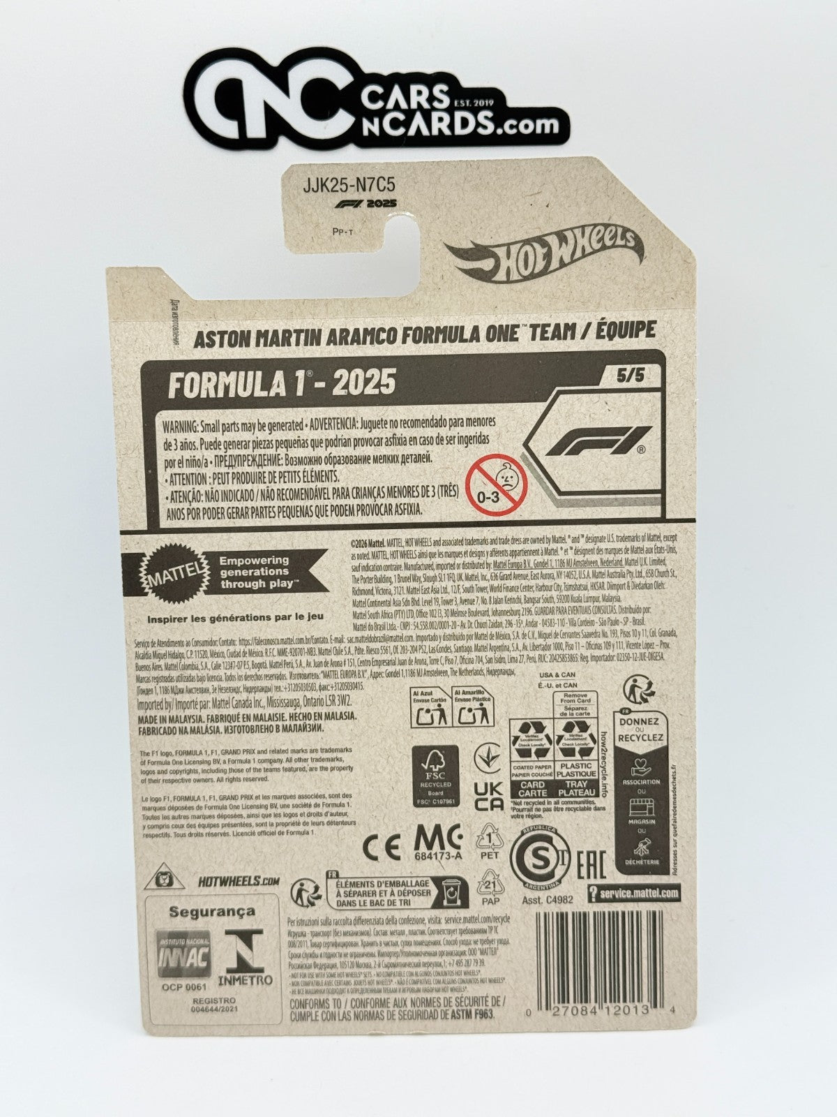 2026 Hot Wheels Formula 1 5/5 Aston Martin Aramco Formula One F1 (Soft Corners)