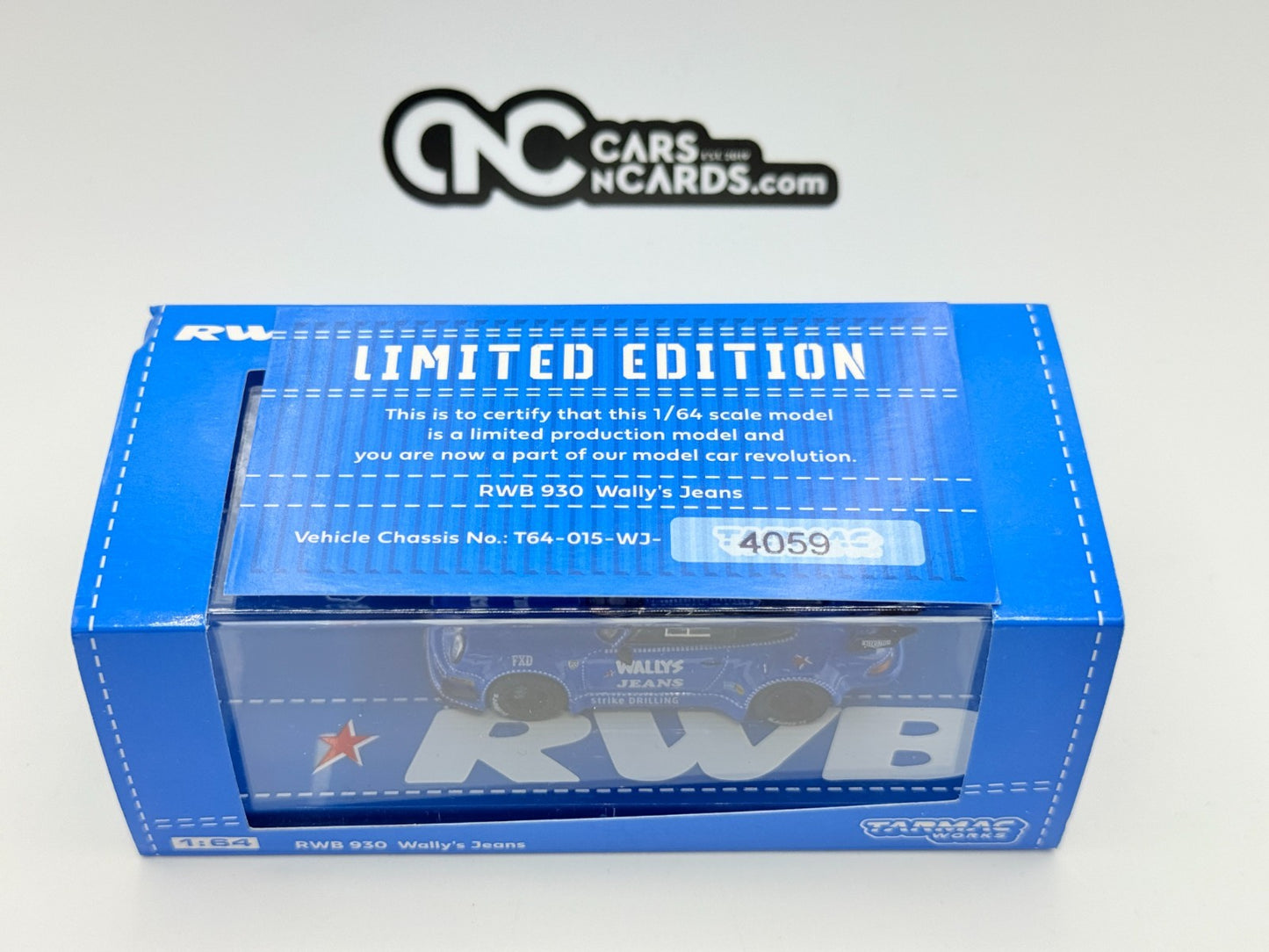 Tarmac Works RWB 930 Blue Wally's Jeans T64-015-WJ