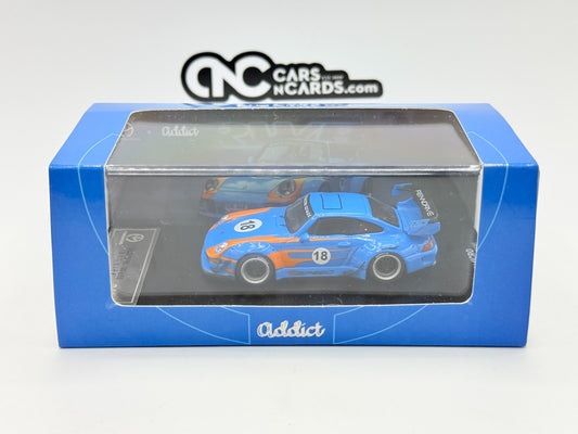 TIME MICRO X ADDICT 1:64 RAUH-WELT RWB LIGHT BLUE #18 Diecast Model Car W/Sleeve