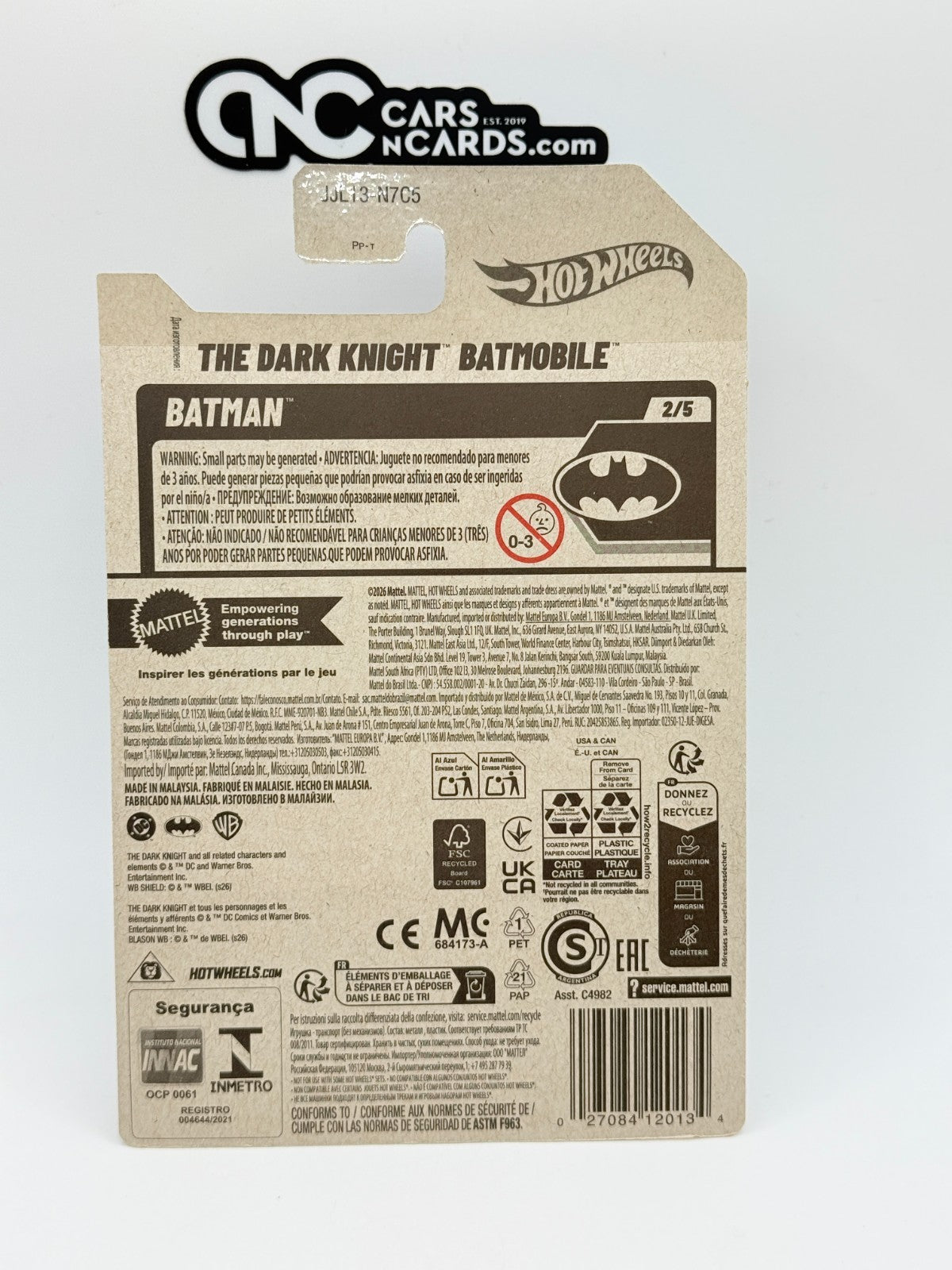 2026 Hot Wheels Batman 2/5 The Dark Knight Batmobile Black (Soft Corners)