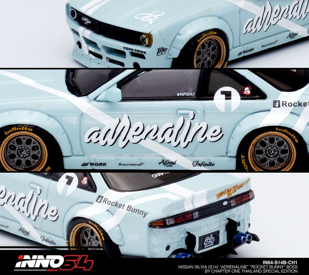 INNO64 Nissan Silvia (S14) Adrenaline Rocket Bunny Thailand Special IN64-S14B-CH
