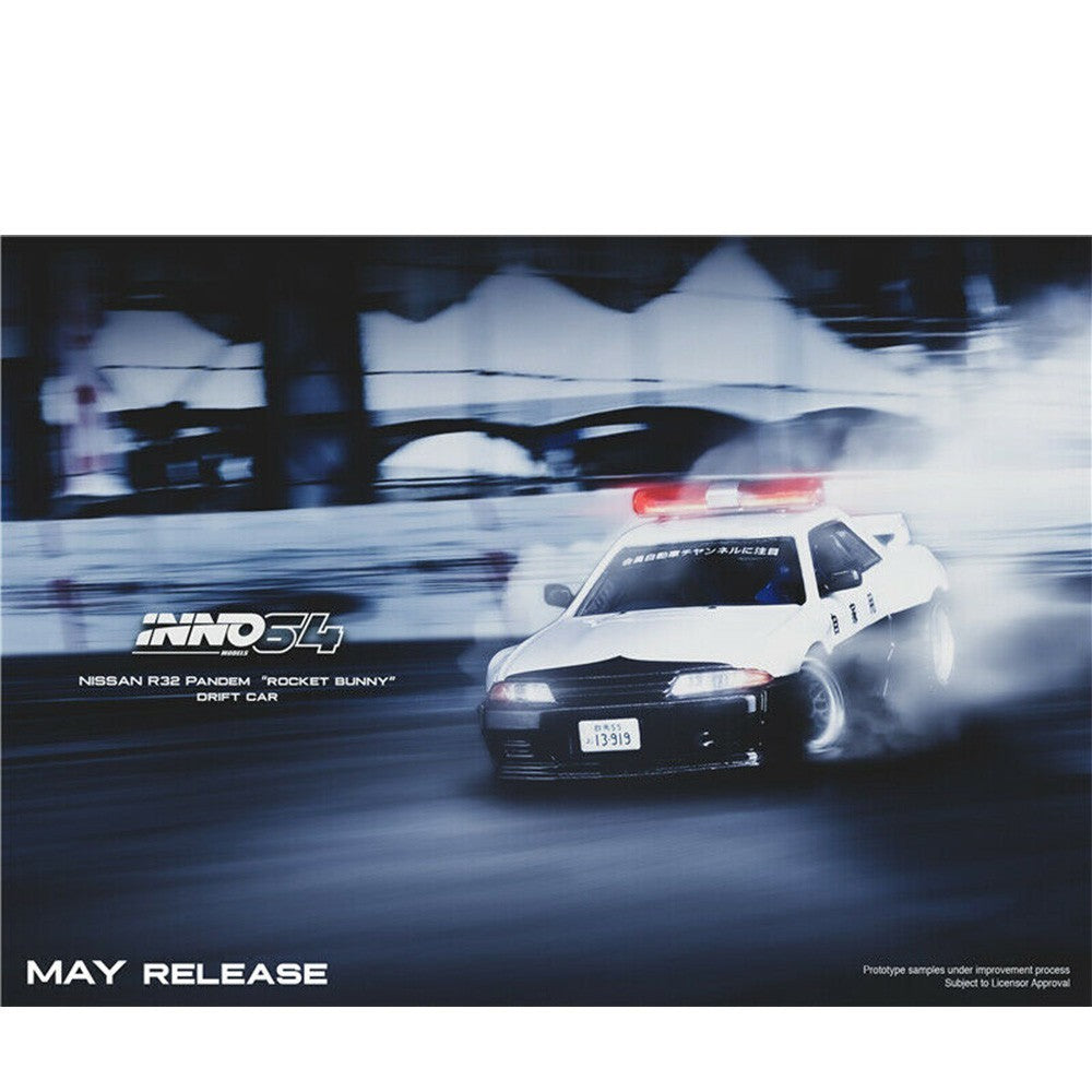 INNO64 Nissan Skyline GT-R R32 Drift Car Japan Police Livery IN64-R32P-JPDC
