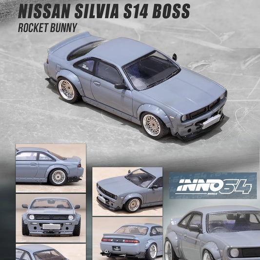 INNO64 1:64 NISSAN SILVIA S14 ROCKET BUNNY BOSS AERO Grey IN64-S14B-GREY