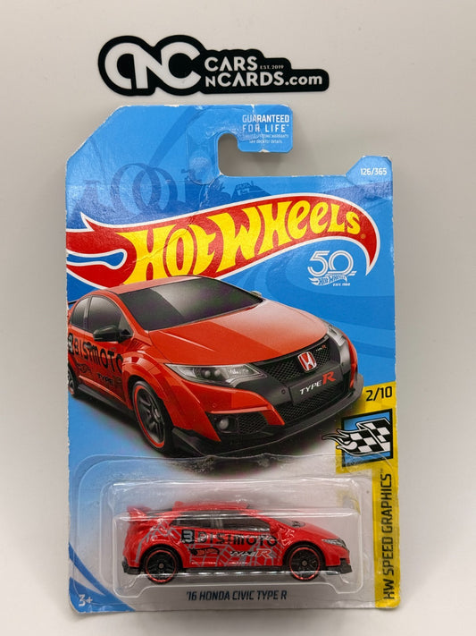 2018 Hot Wheels HW Speed Graphics '16 Honda Civic Type R (Heavy Card Damage)