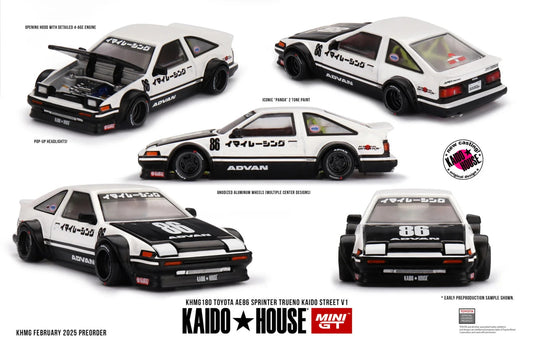 Kaido House x Mini GT 1:64 Toyota Sprinter Trueno V1 White KHMG180 Sealed Box