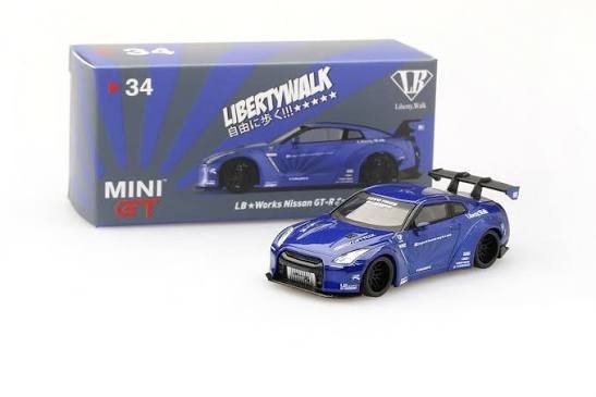 Mini GT #34 Liberty Walk LB Works Nissan GT-R R35 Candy Blue Open Box RARE