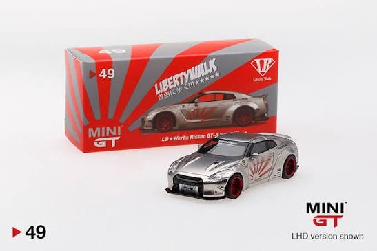 Mini GT #49 Liberty Walk LB Works Nissan GT-R R35 Satin Silver Open Box RARE
